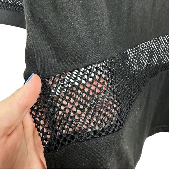 Brandy Melville Manoela Black Boxy Street Style Mesh Cutout Short Sleeve Top - Picture 8 of 11